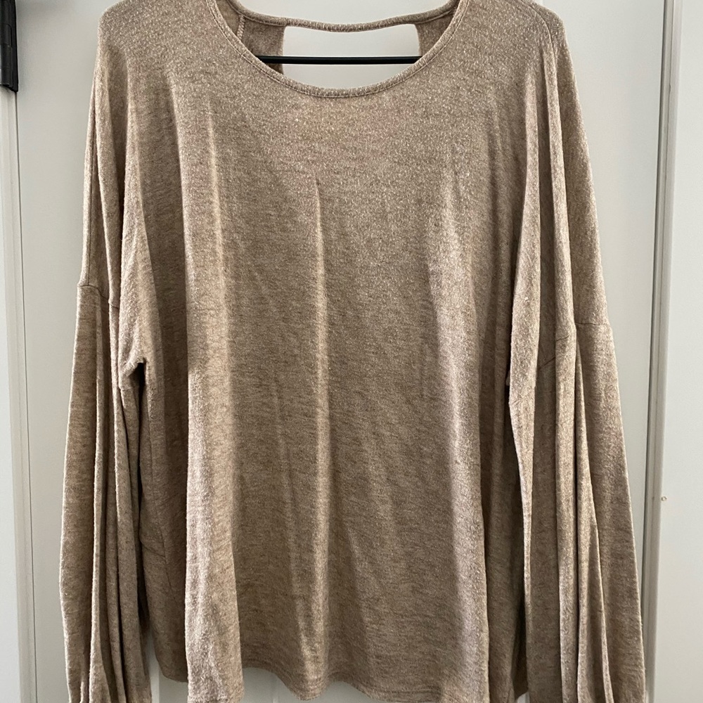 Tan balloon sleeve top